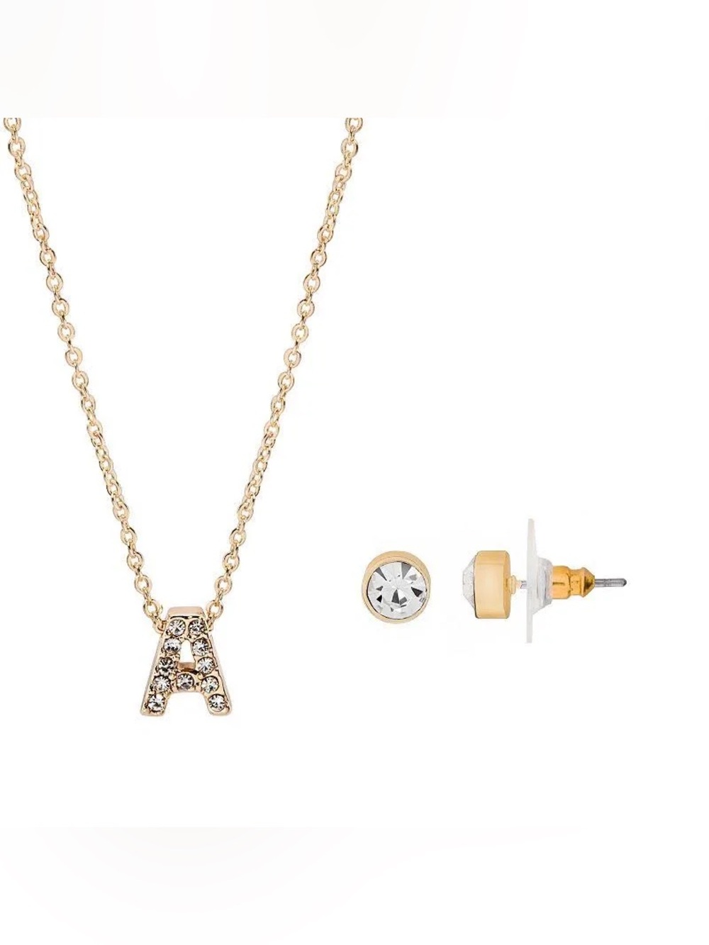 ⭐️ LC Lauren Conrad Rose Gold Initial A Necklace with Clear Stone Studs - Picture 2 of 5